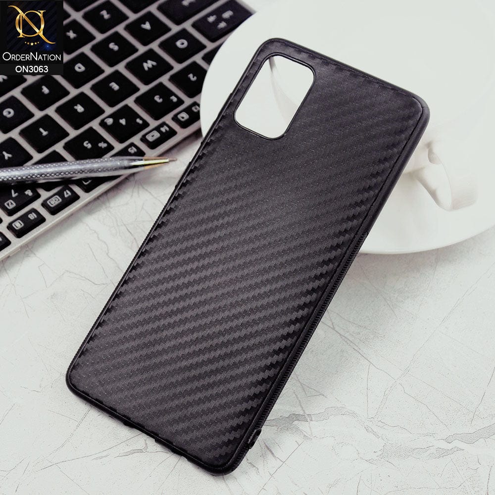 Samsung Galaxy A31 Cover - Black - Carbon Fiber Camera Protection Soft Case
