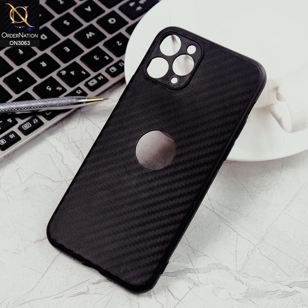 iPhone 11 Pro Cover - Black - Carbon Fiber Camera Protection Soft Case