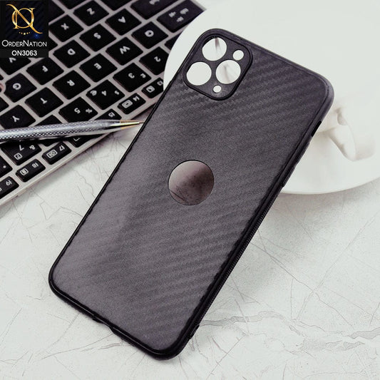 iPhone 11 Pro Max Cover - Black - Carbon Fiber Camera Protection Soft Case