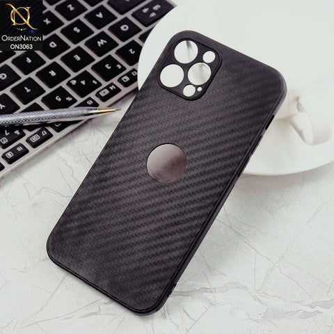 iPhone 12 Pro Cover - Black - Carbon Fiber Camera Protection Soft Case