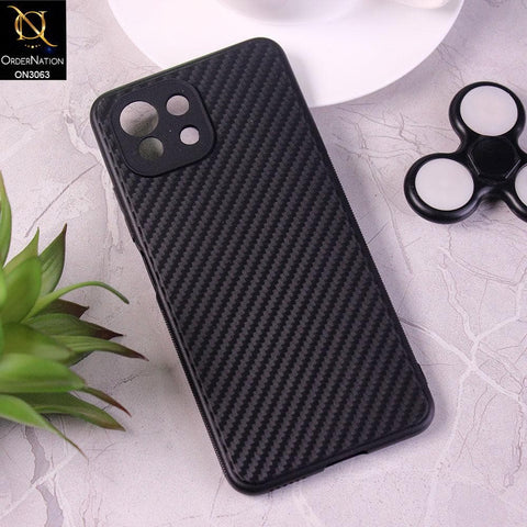 Xiaomi Mi 11 Lite Cover - Black - Carbon Fiber Camera Protection Soft Case
