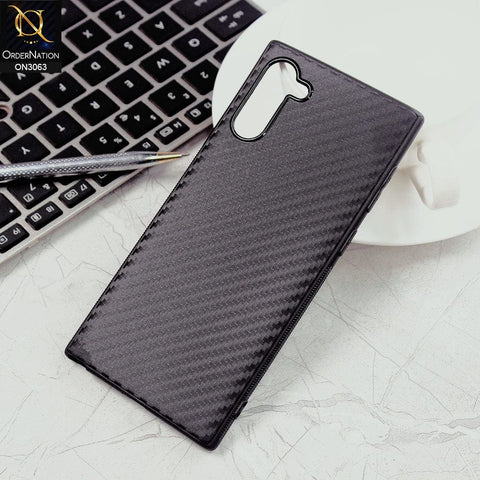 Samsung Galaxy Note 10 Cover - Black - Carbon Fiber Camera Protection Soft Case
