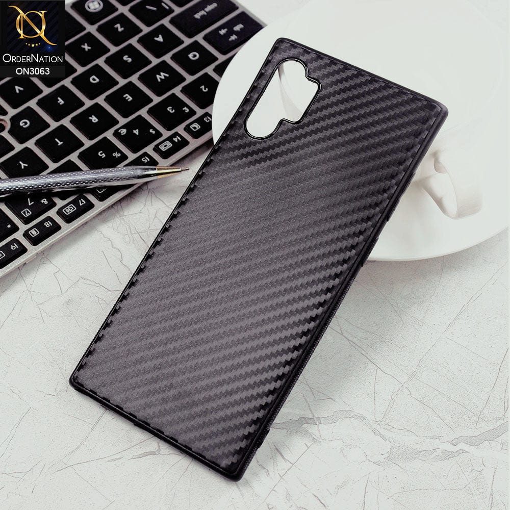 Samsung Galaxy Note 10 Plus Cover - Black - Carbon Fiber Camera Protection Soft Case