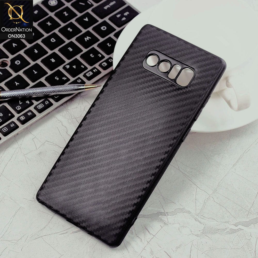 Samsung Galaxy Note 8 Cover - Black - Carbon Fiber Camera Protection Soft Case