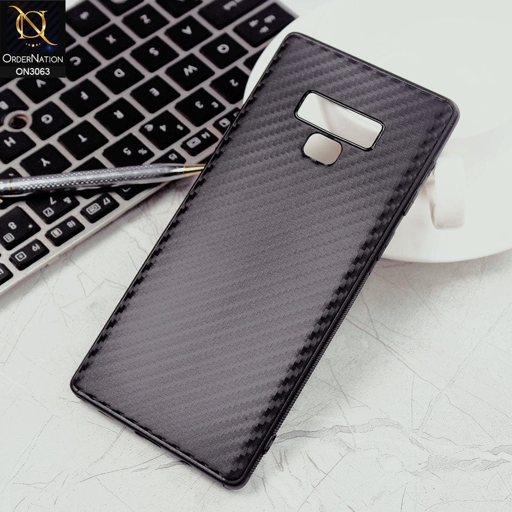 Samsung Galaxy Note 9 Cover - Black - Carbon Fiber Camera Protection Soft Case