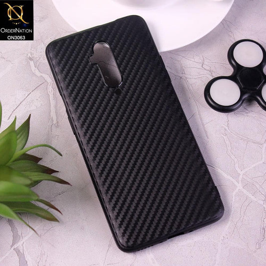 OnePlus 7T Pro Cover - Black - Carbon Fiber Camera Protection Soft Case