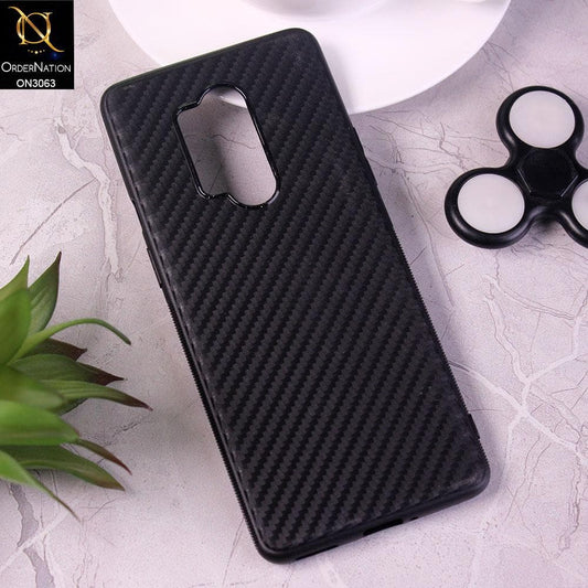 OnePlus 8 Pro Cover - Black - Carbon Fiber Camera Protection Soft Case
