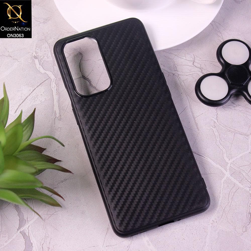 OnePlus 9 Pro Cover - Black - Carbon Fiber Camera Protection Soft Case