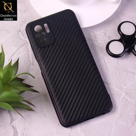 Xiaomi Redmi Note 10 4G Cover - Black - Carbon Fiber Camera Protection Soft Case