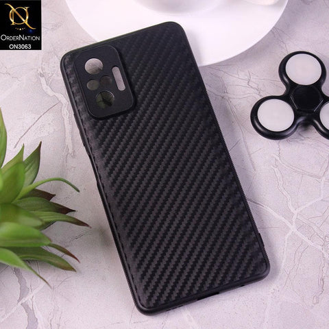 Xiaomi Redmi Note 10 Pro Cover - Black - Carbon Fiber Camera Protection Soft Case