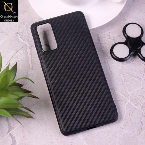 Samsung Galaxy S20 FE Cover - Black - Carbon Fiber Camera Protection Soft Case