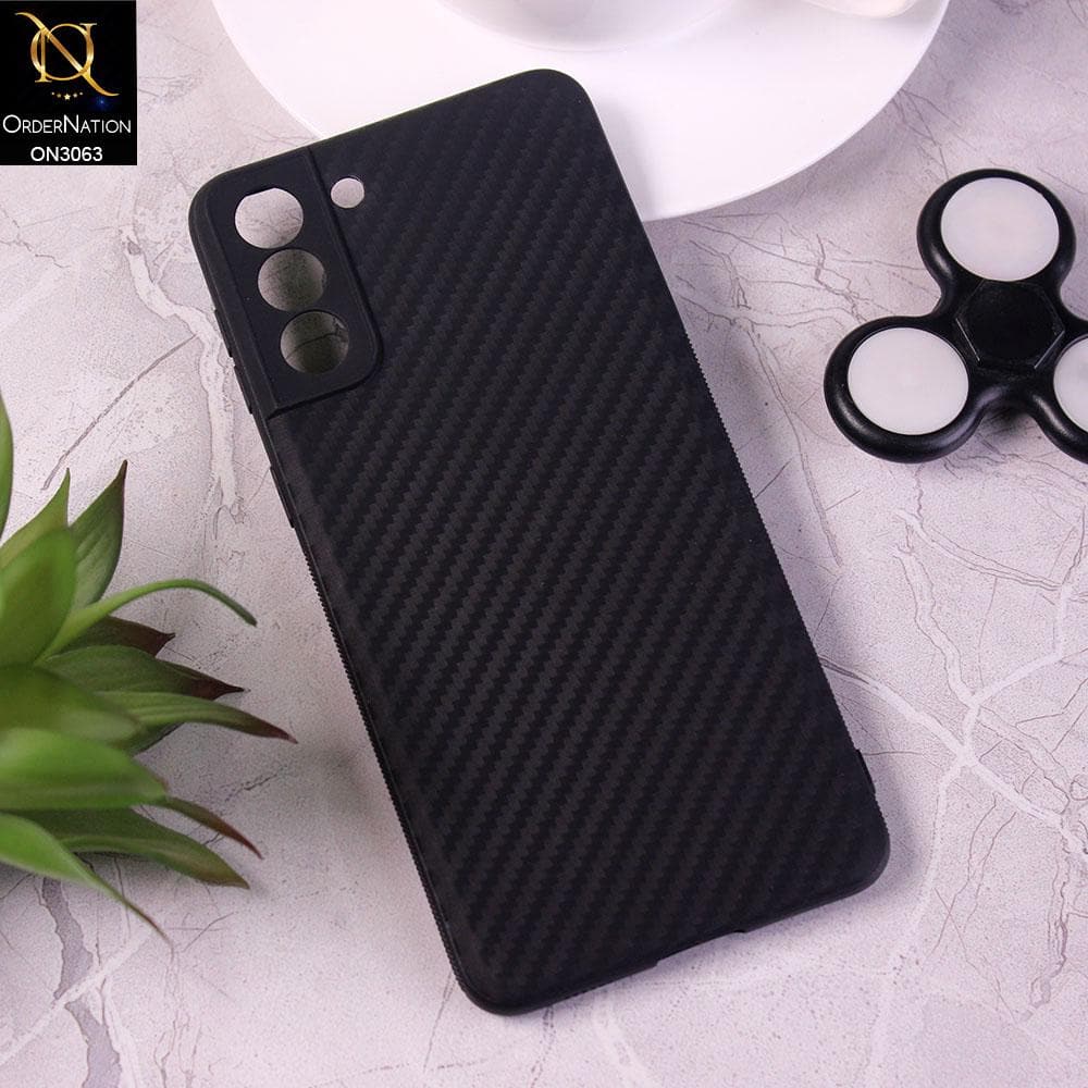 Samsung Galaxy S21 Plus 5G Cover - Black - Carbon Fiber Camera Protection Soft Case