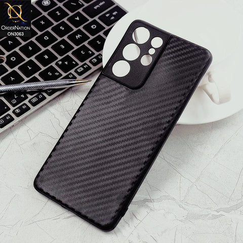 Samsung Galaxy S21 Ultra 5G Cover - Black - Carbon Fiber Camera Protection Soft Case