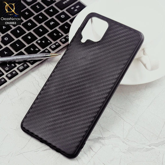 Samsung Galaxy A12 Cover - Black - Carbon Fiber Camera Protection Soft Case