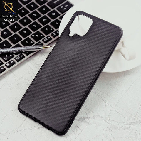 Samsung Galaxy A12 Nacho Cover - Black - Carbon Fiber Camera Protection Soft Case