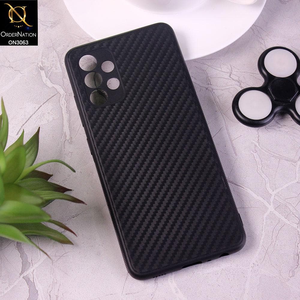 Samsung Galaxy A32 4G Cover - Black - Carbon Fiber Camera Protection Soft Case