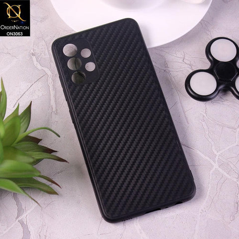 Samsung Galaxy A32 4G Cover - Black - Carbon Fiber Camera Protection Soft Case