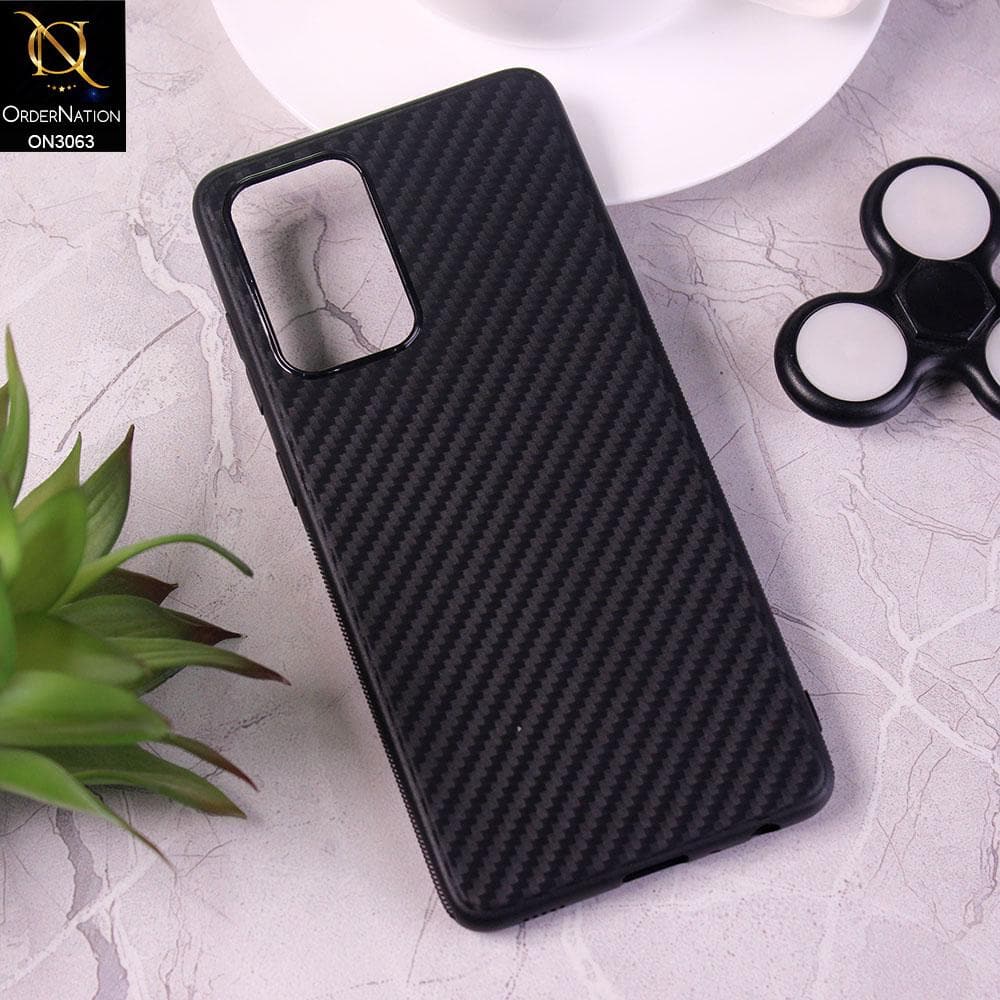 Samsung Galaxy A52 Cover - Black - Carbon Fiber Camera Protection Soft Case