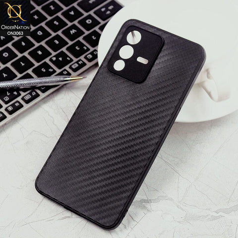 Vivo V23 5G Cover - Black - Carbon Fiber Camera Protection Soft Case