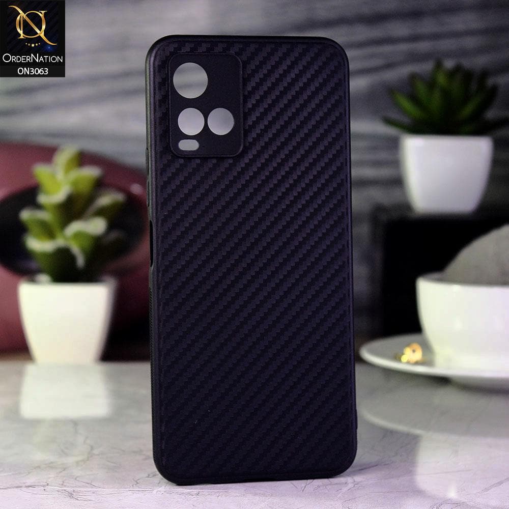Vivo Y21s Cover - Black - Carbon Fiber Camera Protection Soft Case