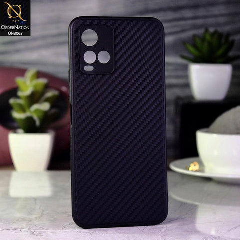 Vivo Y21 Cover - Black - Carbon Fiber Camera Protection Soft Case