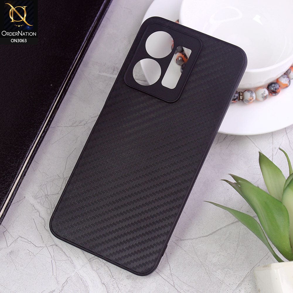 Vivo Y22 Cover - Black - Carbon Fiber Camera Protection Soft Case
