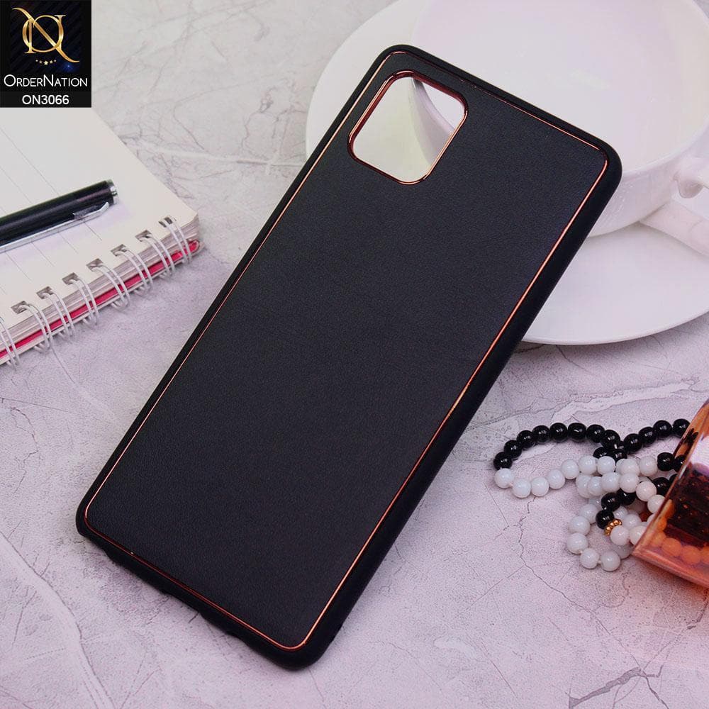 Samsung Galaxy A81 Cover - Black -  Electroplating PU Leather Coated TPU PC Soft Case
