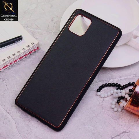 Samsung Galaxy A81 Cover - Black -  Electroplating PU Leather Coated TPU PC Soft Case