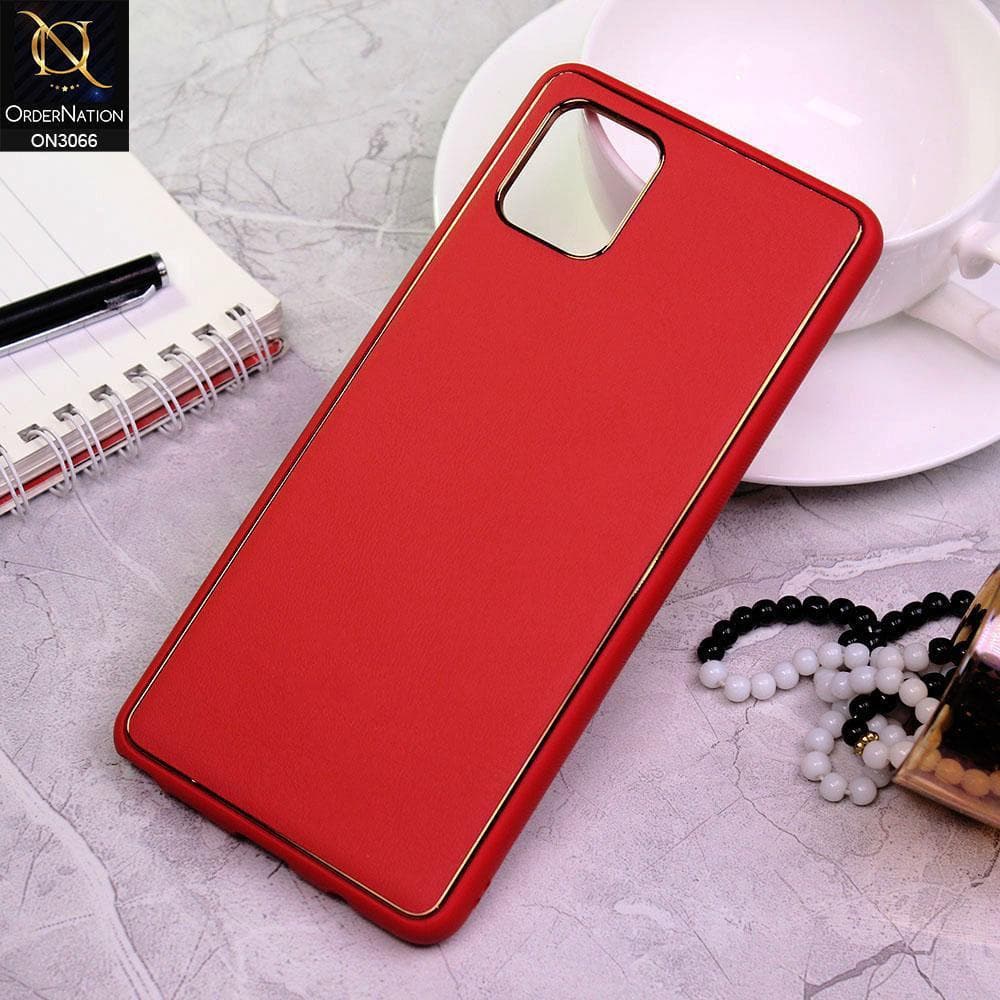 Samsung Galaxy Note 10 Lite Cover - Red -  Electroplating PU Leather Coated TPU PC Soft Case
