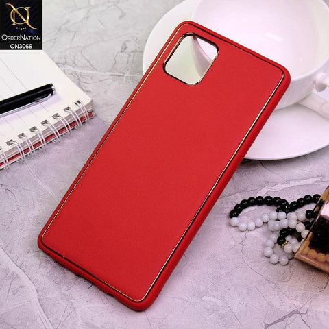 Samsung Galaxy Note 10 Lite Cover - Red -  Electroplating PU Leather Coated TPU PC Soft Case