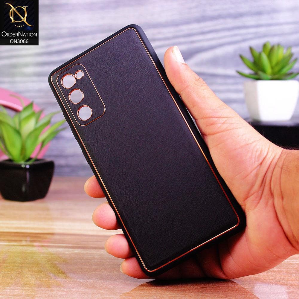 Samsung Galaxy S20 FE Cover - Black -  Electroplating PU Leather Coated TPU PC Soft Case