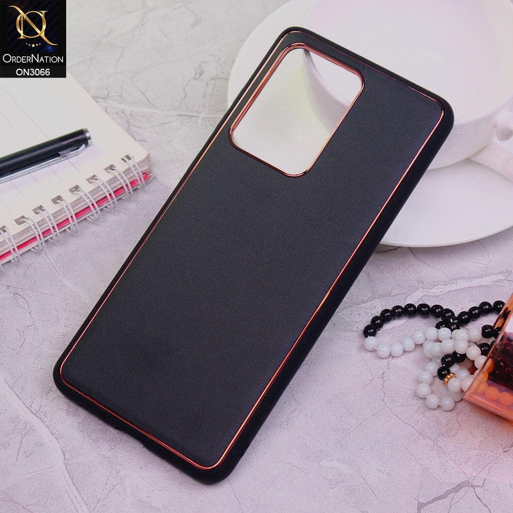 Samsung Galaxy S20 Ultra Cover - Black -  Electroplating PU Leather Coated TPU PC Soft Case