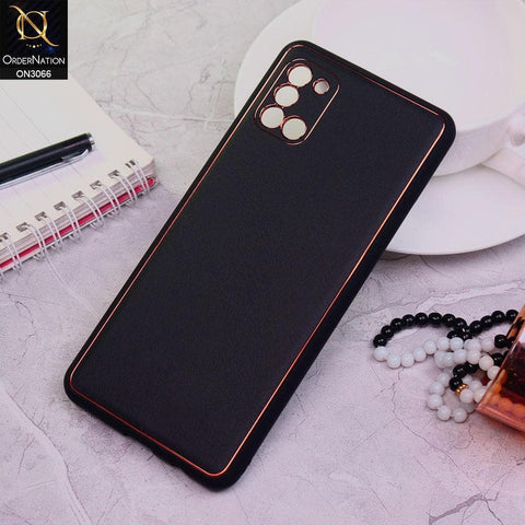 Samsung Galaxy A31 Cover - Black -  Electroplating PU Leather Coated TPU PC Soft Case