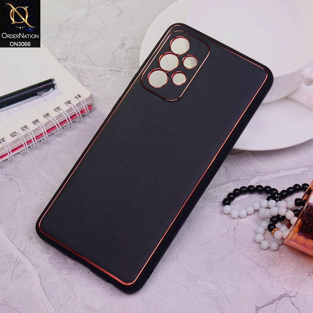 Samsung Galaxy A52 Cover - Black -  Electroplating PU Leather Coated TPU PC Soft Case