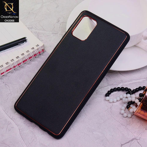 Samsung Galaxy A71 Cover - Black -  Electroplating PU Leather Coated TPU PC Soft Case