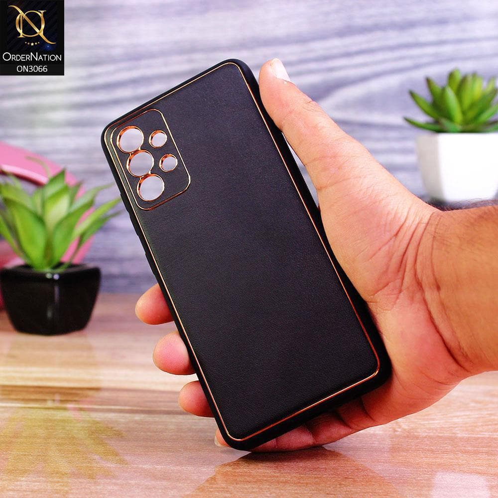 Samsung Galaxy A32 Cover - Black -  Electroplating PU Leather Coated TPU PC Soft Case