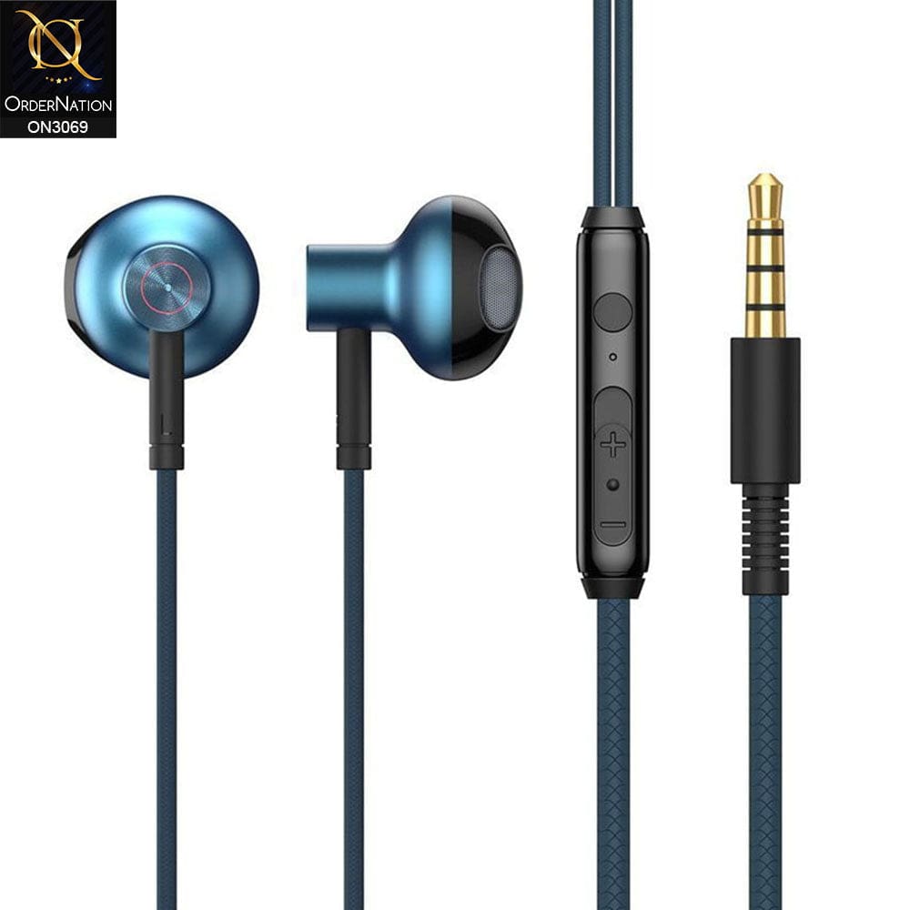 Light Blue - Baseus Encok 3.5mm Wired Handsfree H19