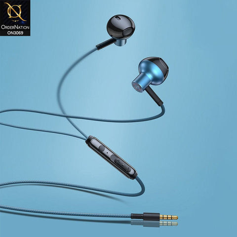 Light Blue - Baseus Encok 3.5mm Wired Handsfree H19