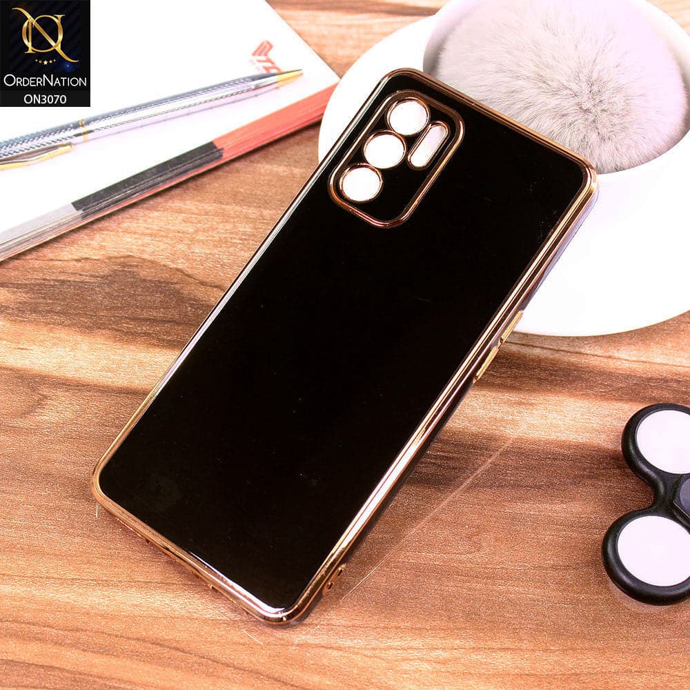 Oppo A16 Cover - Black - Electroplating Silk Shiny Soft Case With Camera Protection