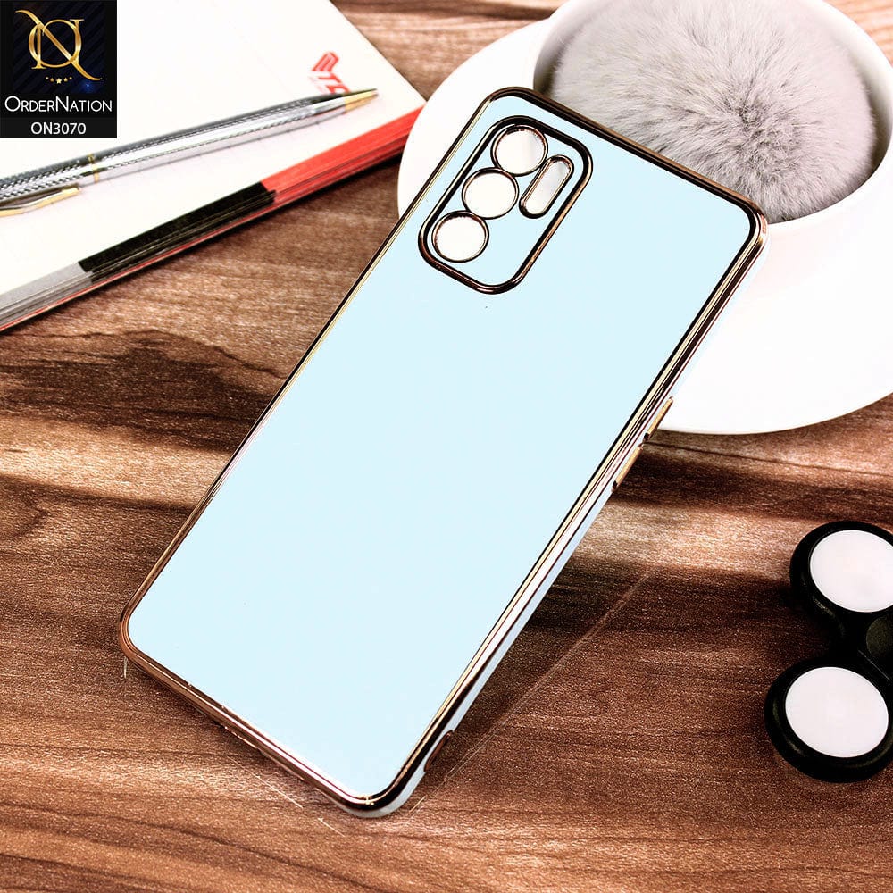 Oppo A16 Cover - Blue - Electroplating Silk Shiny Soft Case With Camera Protection
