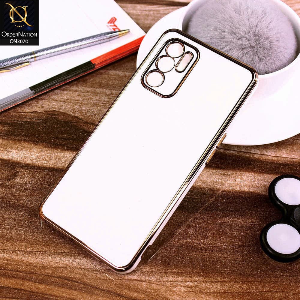 Oppo A16 Cover - White - Electroplating Silk Shiny Soft Case With Camera Protection