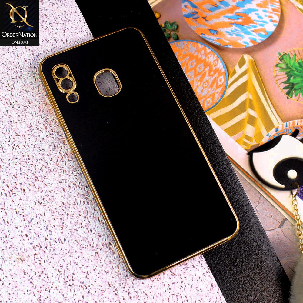 Samsung Galaxy A20 Cover - Black - Side Colour Borders camera Protection Soft TPU Transparent Case