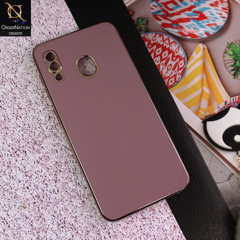 Samsung Galaxy A20 Cover - Mauve - Side Colour Borders camera Protection Soft TPU Transparent Case