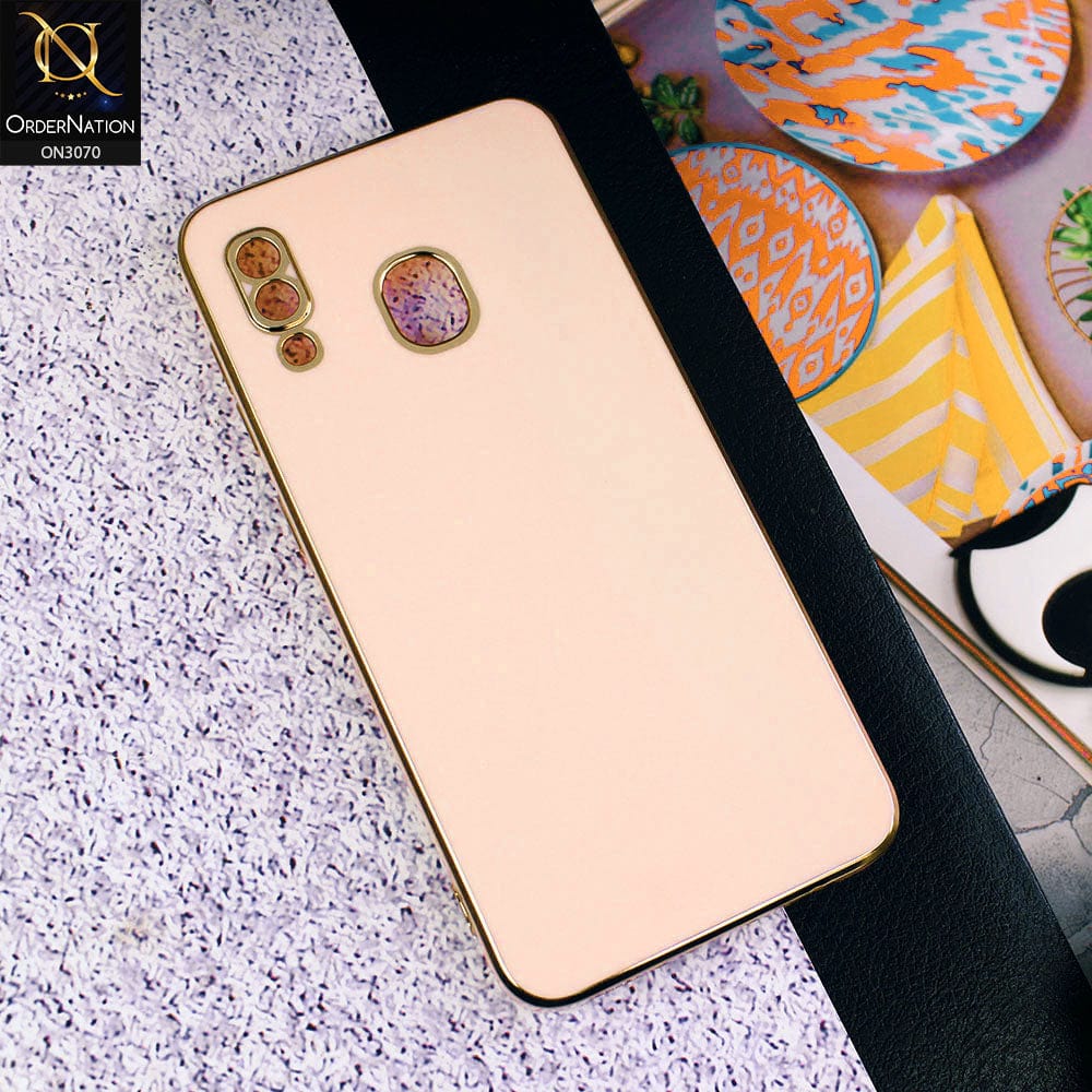 Samsung Galaxy A20 Cover - Rose Gold - Side Colour Borders camera Protection Soft TPU Transparent Case