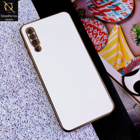 Samsung Galaxy A30s Cover - White - Side Colour Borders camera Protection Soft TPU Transparent Case