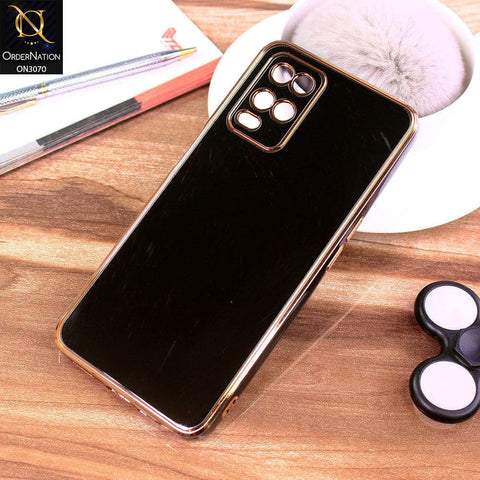 Oppo A54 4G Cover - Black - Electroplating Silk Shiny Soft Case With Camera Protection