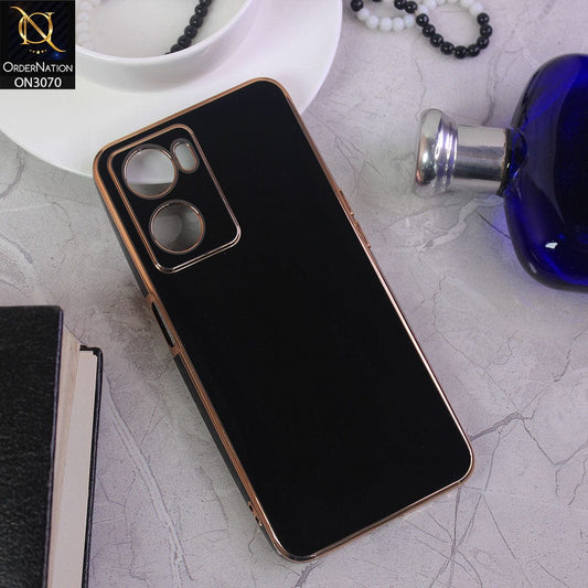 Oppo A57 4G 2022 Cover - Black - Side Colour Borders camera Protection Soft TPU Transparent Case