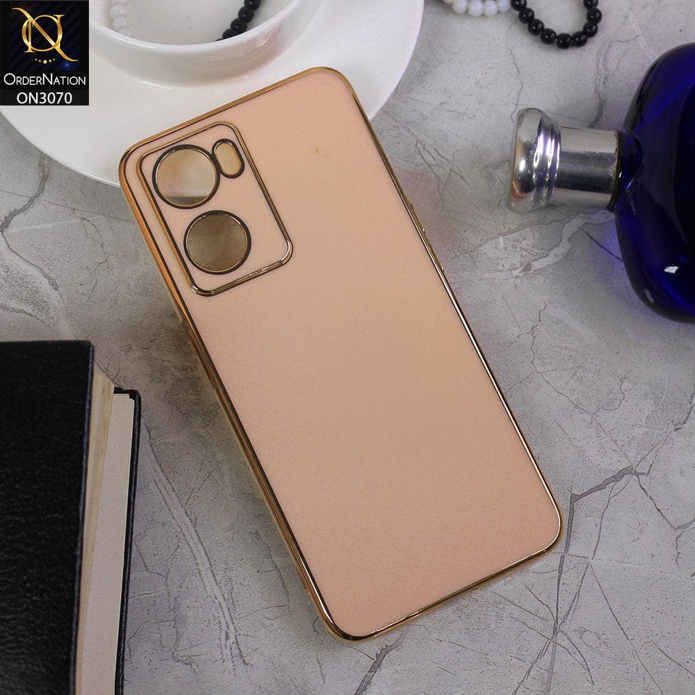 Oppo A77s Cover - Pink - Side Colour Borders camera Protection Soft TPU Transparent Case