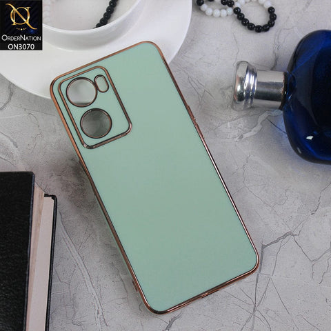 Oppo A77s Cover - Sea Green - Side Colour Borders camera Protection Soft TPU Transparent Case
