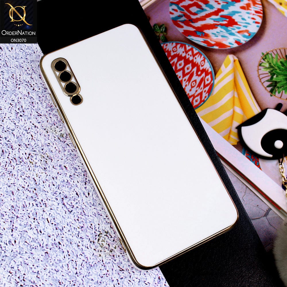 Samsung Galaxy A70 Cover - White - Side Colour Borders camera Protection Soft TPU Transparent Case